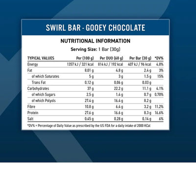 Applied Nutrition SWIRL Bar(12x60g) Gooey Chocolate - VERPACKUNG BESCHÄDIGT