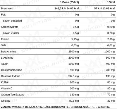 XXL Nutrition Venom Pre Workout Drink 6x250ml Sour Berry INAKTIV