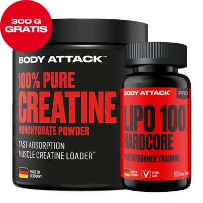 Body Attack Lipo 100 Hardcore + Pure Creatine 300g AKTION