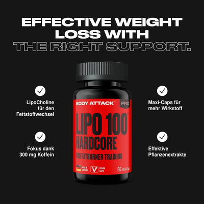 Body Attack Lipo 100 Hardcore + Pure Creatine 300g AKTION