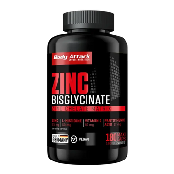 Body Attack Zink Bisglycinat 25 mg 180 Kapseln